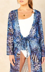 Load image into Gallery viewer, Blátt kaftan sloppur fyrir ströndina sundfatnaður www.demetra.is
