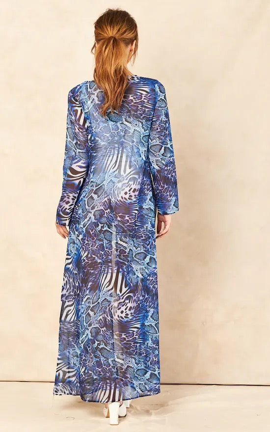 Blátt kaftan sloppur fyrir ströndina sundfatnaður www.demetra.is