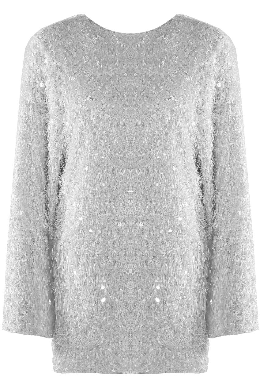 Grár stuttur pallíettukjóll www.demetra.is sparikjóll jól áramót jólakjóll áramótakjóll 