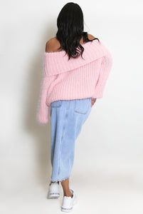 bleik off the shoulder peysa www.demetra.is