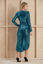 Load image into Gallery viewer, Brooke sequin wrap kjóll - túrkísblár
