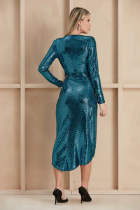 Brooke sequin wrap kjóll - túrkísblár